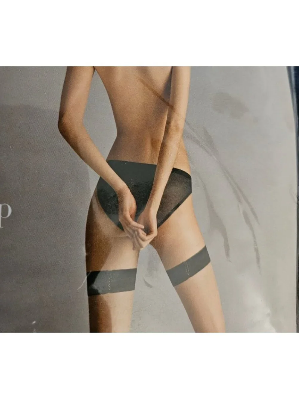 Wolford Lace Up Stay Up Stockings Hosiery Women Size Medium -Gobi/Black